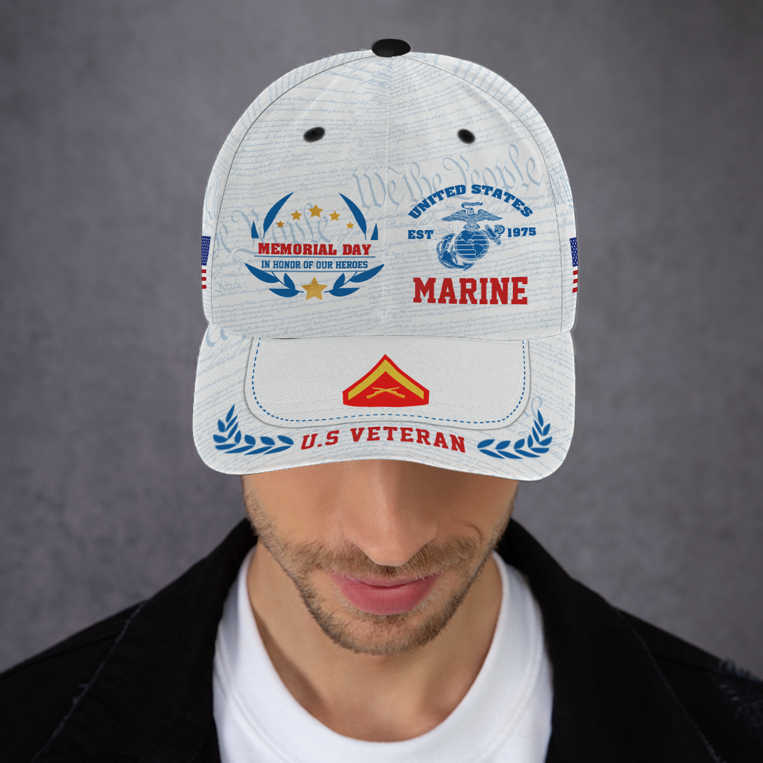 Custom Ranks/Insignia, Personalized Name And Years Served All Over Prints Premium Classic Cap KAOVC15