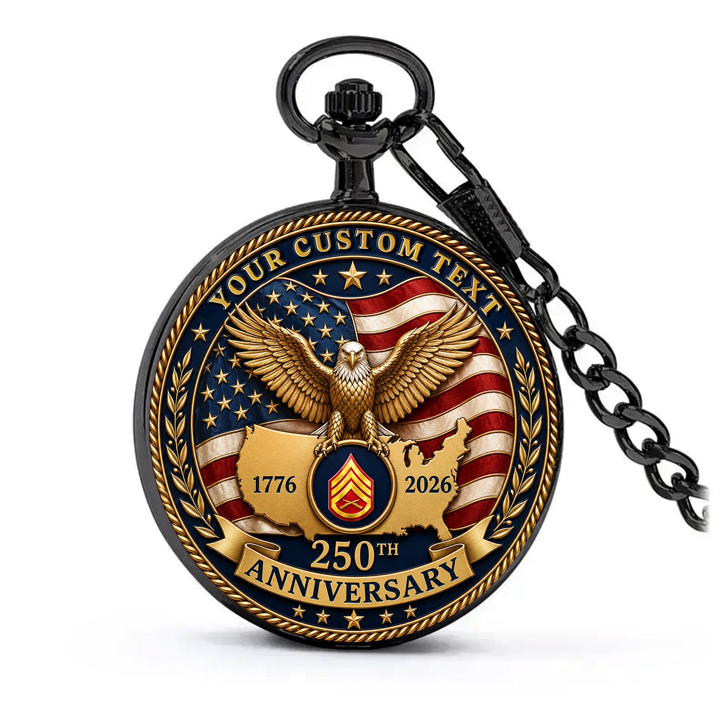 USMC Veteran Pocket Watch Custom Rank and Name