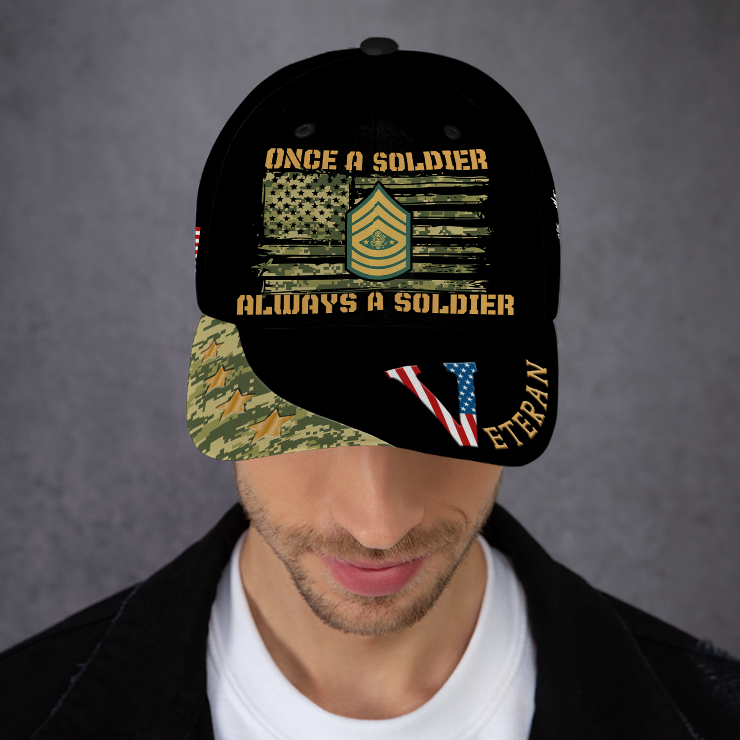 Custom Ranks/Insignia, Personalized Name And Years Served All Over Prints Premium Classic Cap KAOVC12