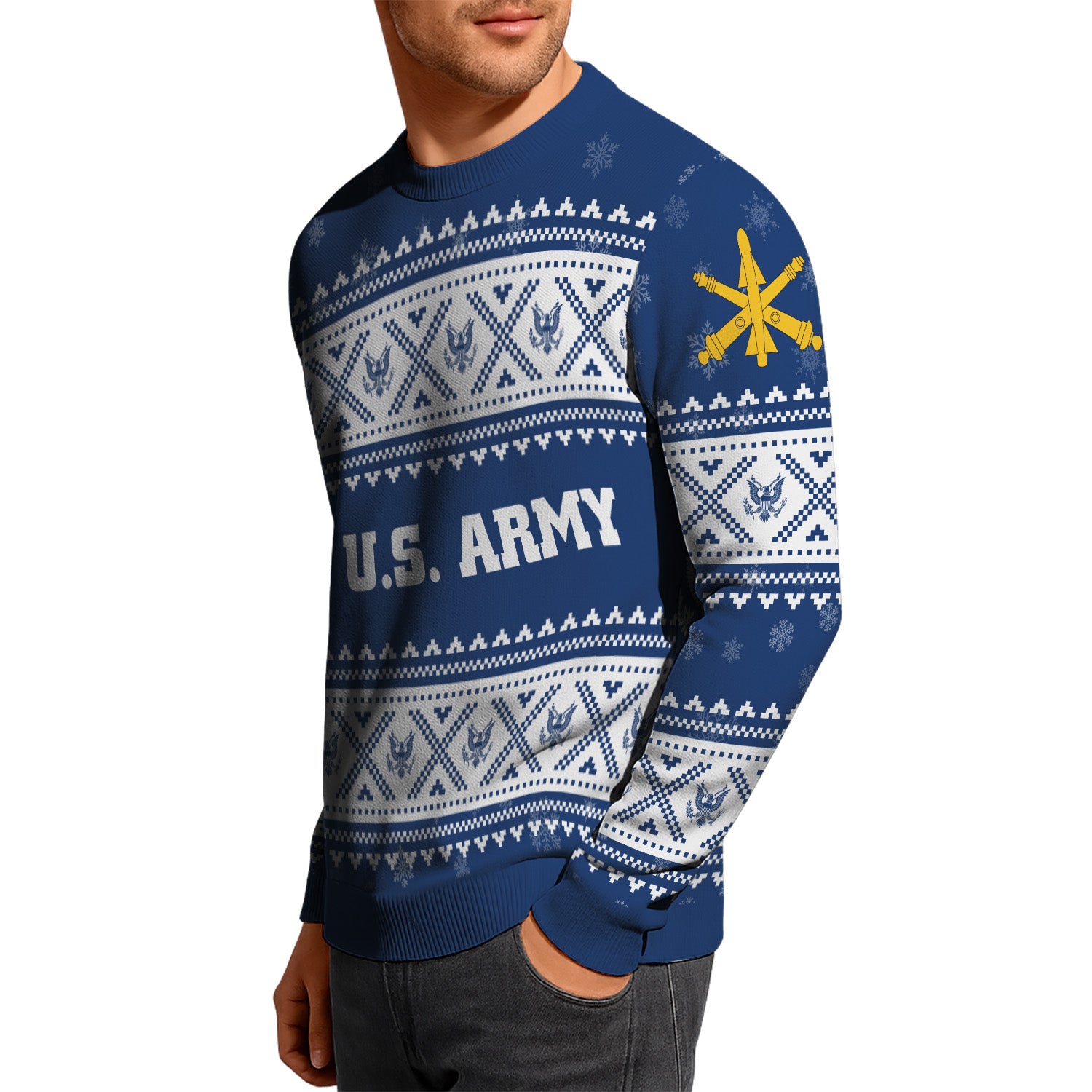 Custom Ranks US Army Ugly Christmas Sweater for Women Men KRUST05