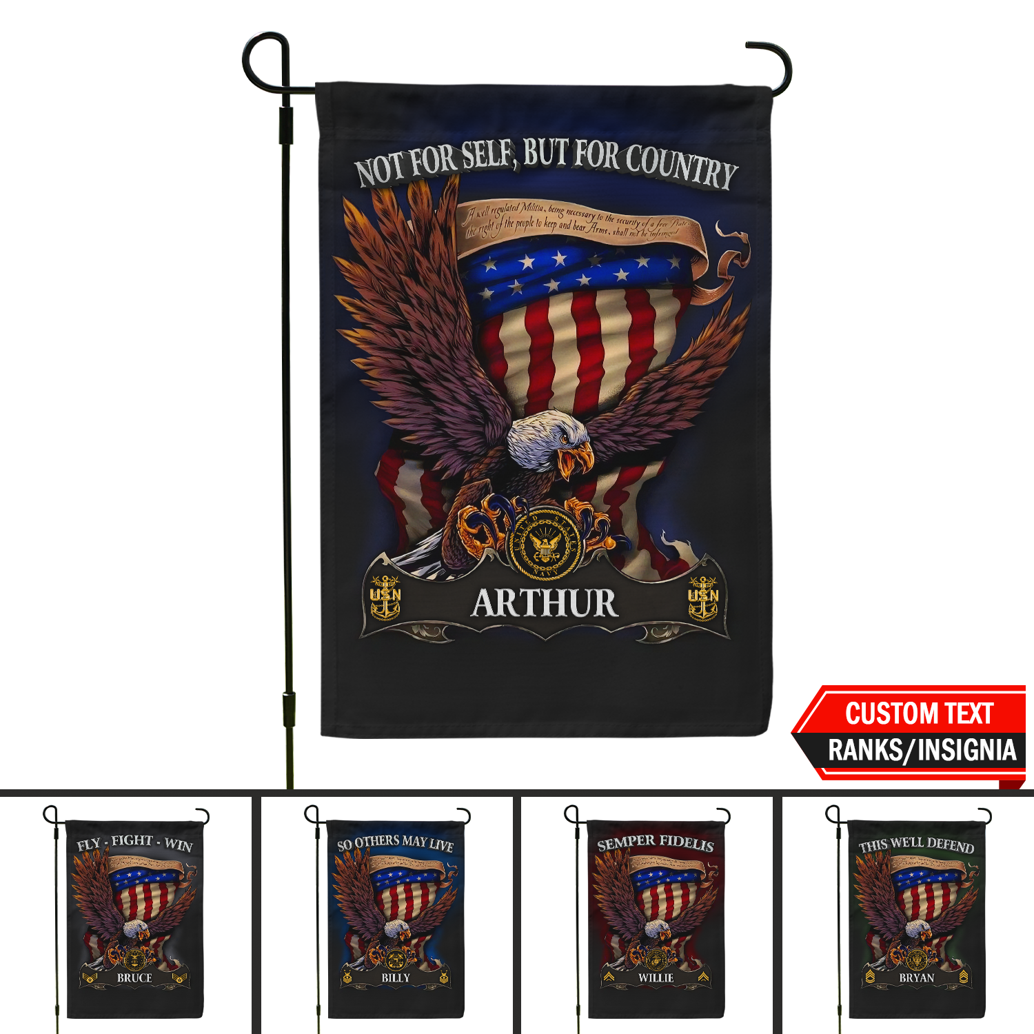 Personalized US Military Logo/Insignia And Text KFLAG07 Garden Flag, House Flag Twin-Side Printing