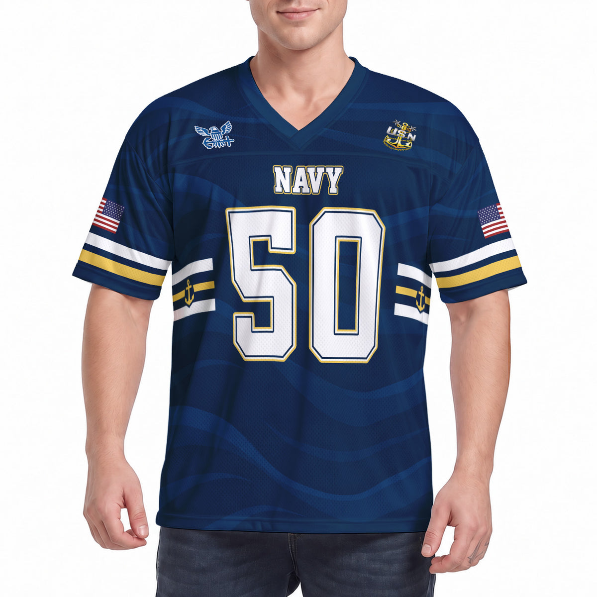 U.S. Navy Sports Jersey Custom Military Rank Text and Jersey Number