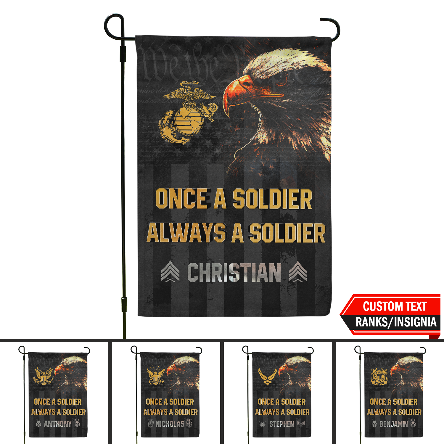 Personalized US Military Logo/Insignia And Text KFLAG10 Garden Flag, House Flag Twin-Side Printing