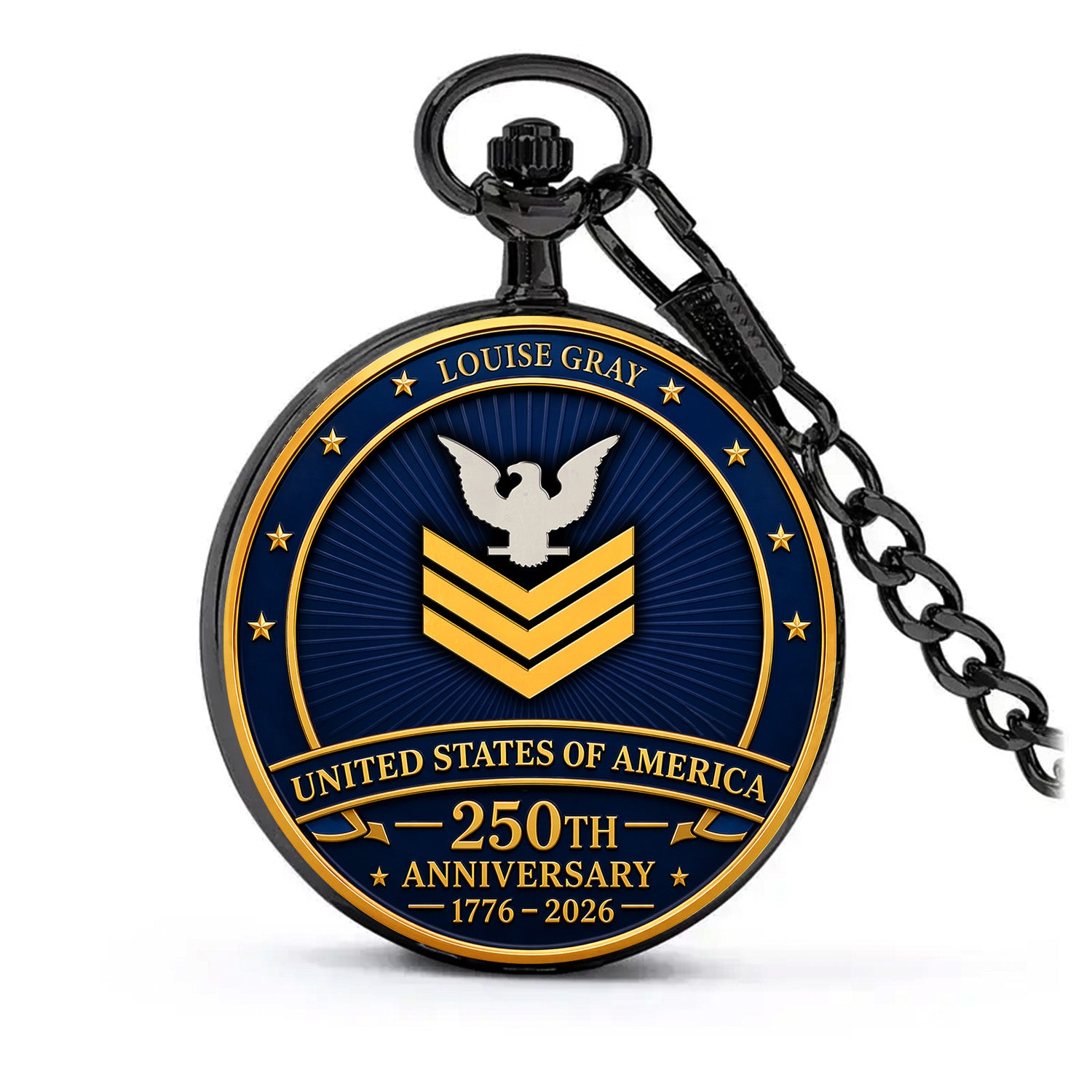 Custom Rank US Navy Pocket Watch Veteran Appreciation Gift
