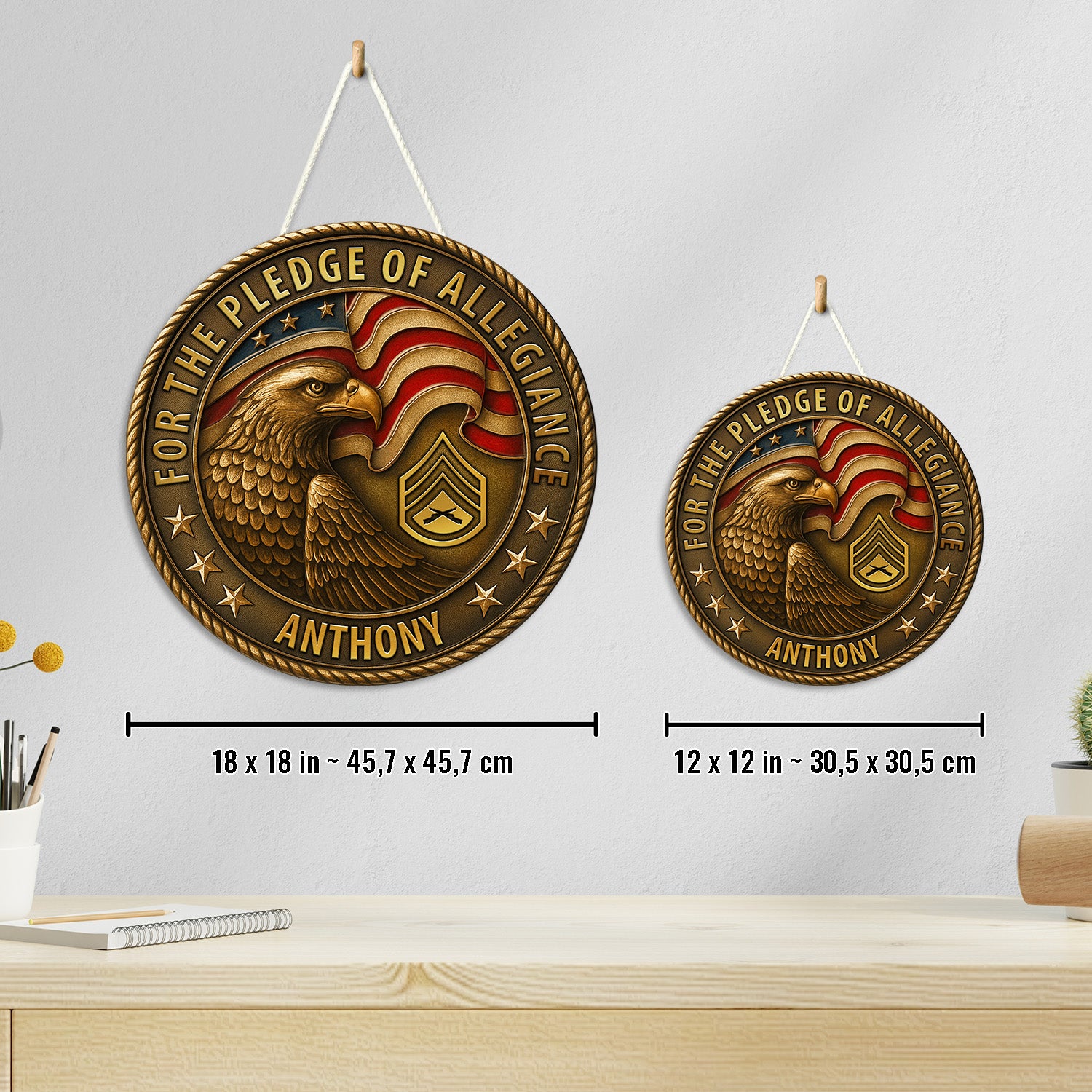 For the Pledge of Allegiance, Custom Military Rank & Name