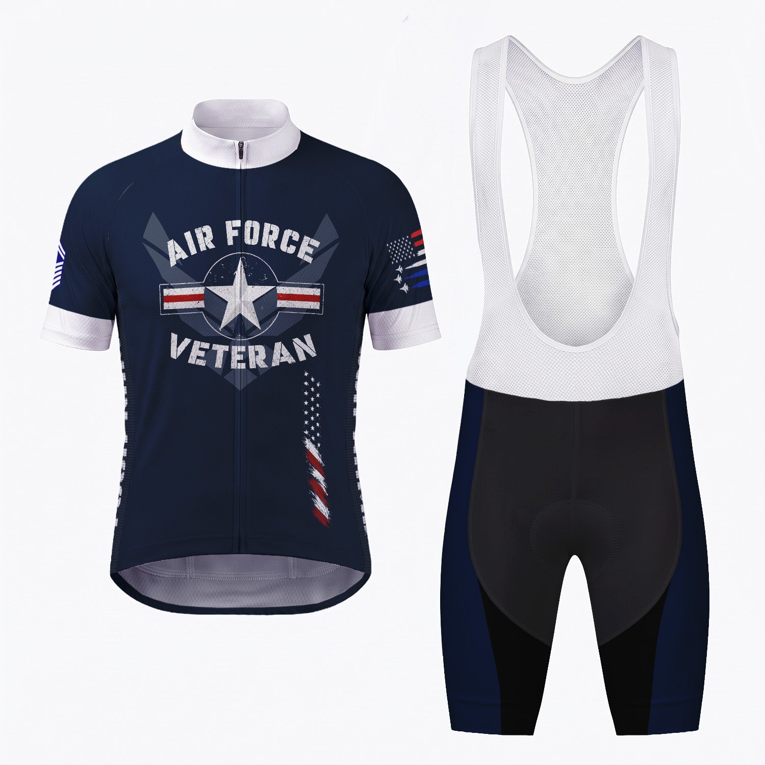 Personalized U.S. Air Force Cycling Jersey Custom Name & Rank Veteran
