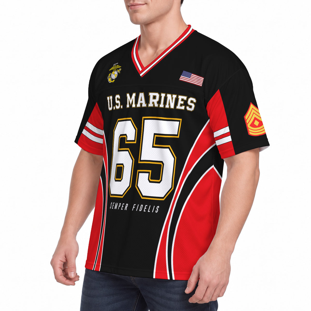 Personalized USMC Jersey Custom Military Rank Jersey Number and Text