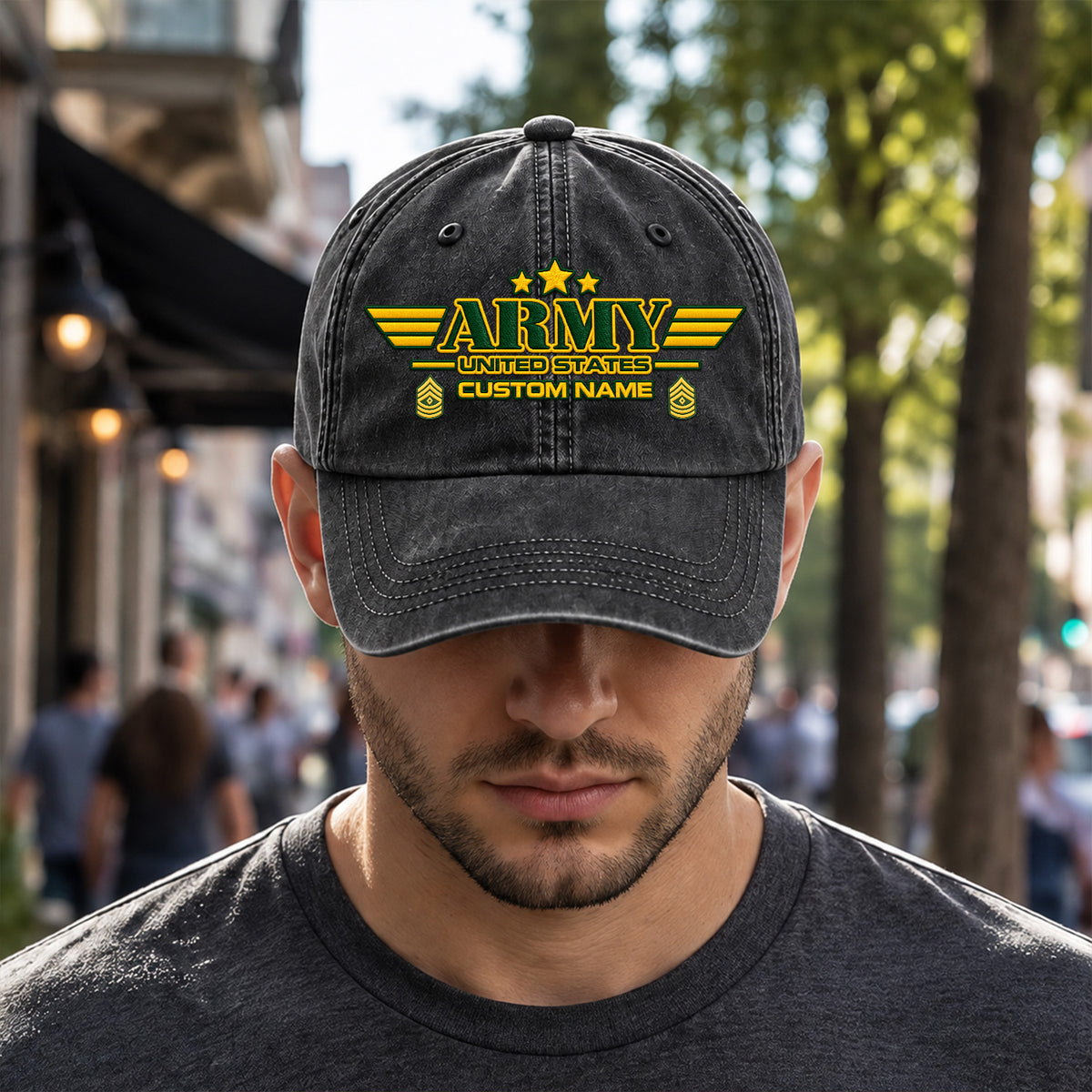 U.S. Army Washed Cotton Cap Personalized Rank and Custom Text