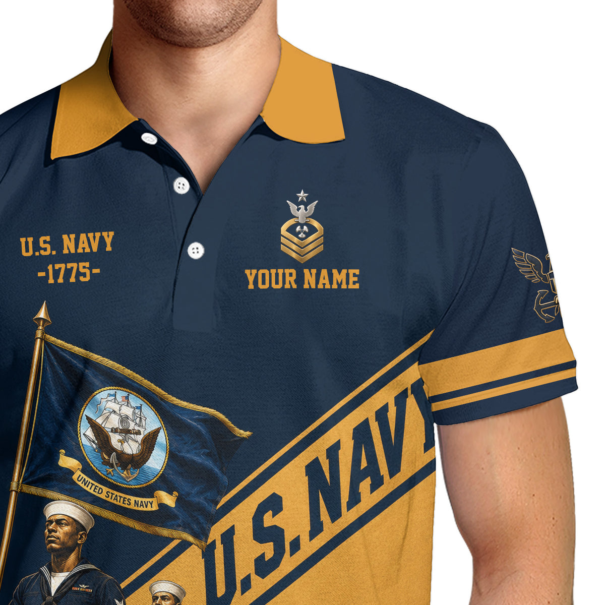 Personalized US Navy Sailor 3D All-Over Print Polo Shirt