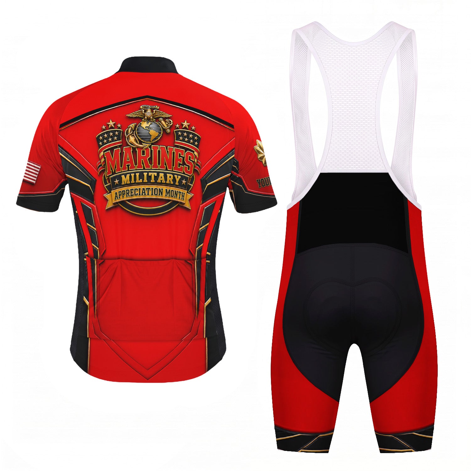 Personalized USMC Cycling Jersey Custom Military Name & Rank Gift