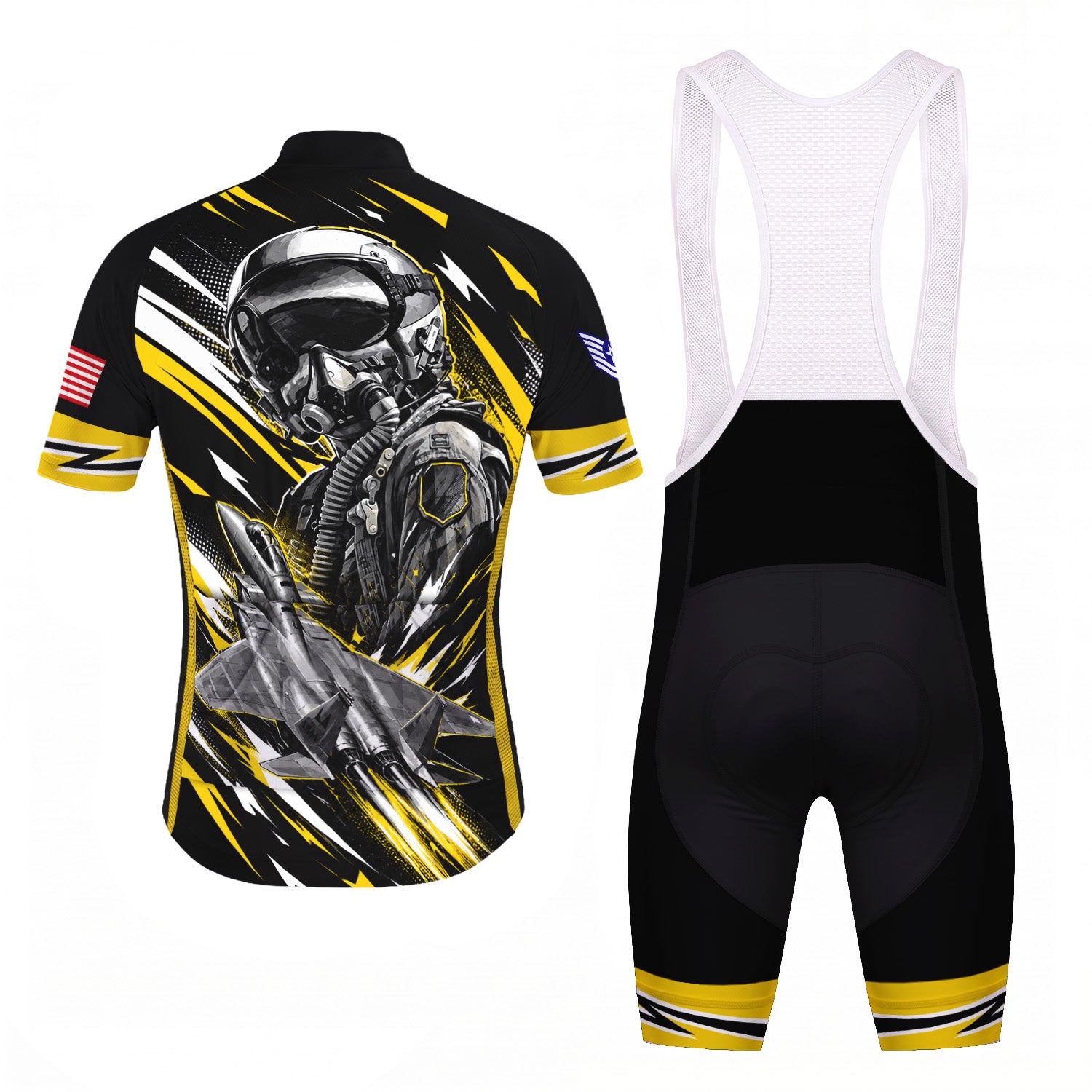 Custom USAF Cycling Jersey Personalized Name Rank Veteran Bike Shirt