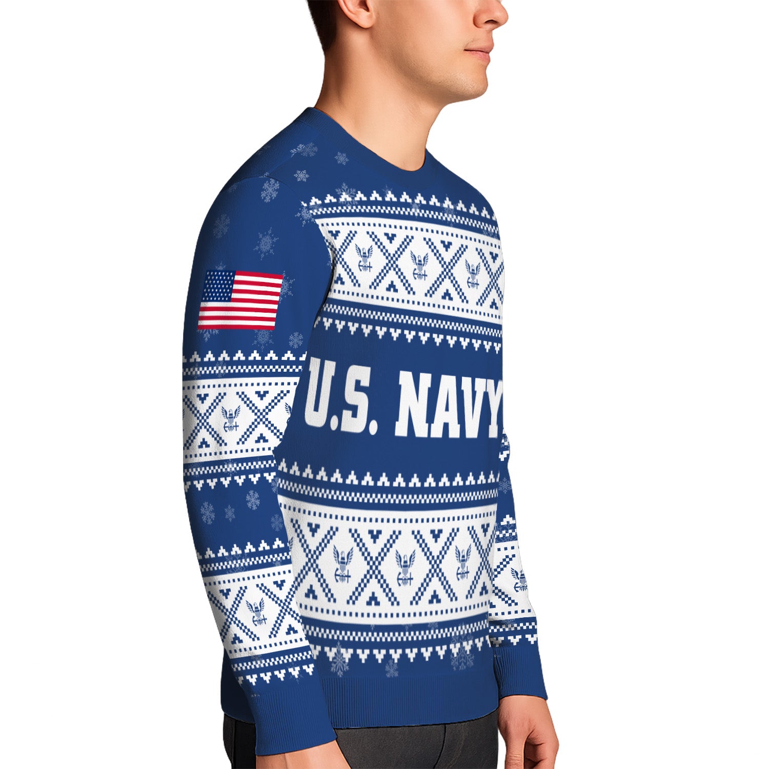 Custom Ranks US Navy Ugly Christmas Sweater for Women Men KRUST05