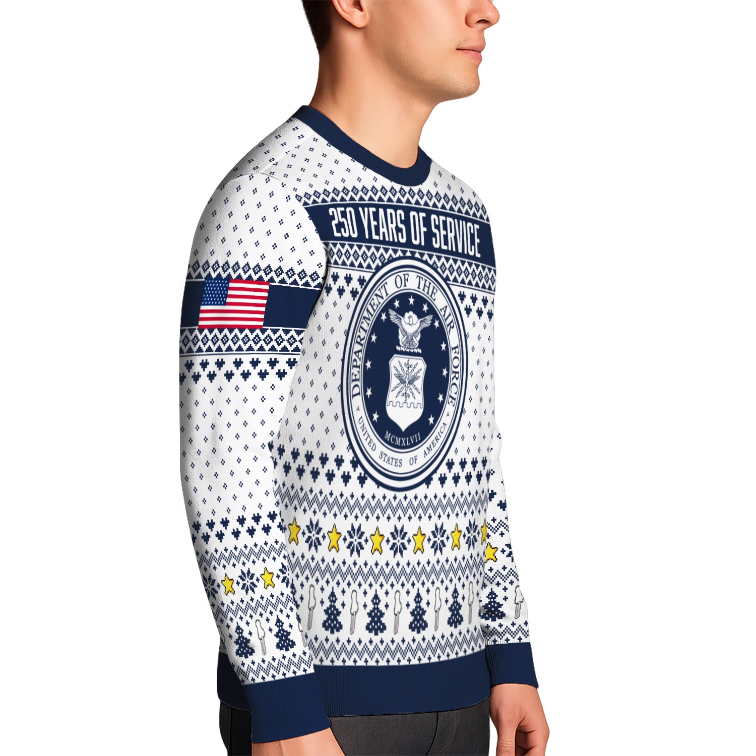 Custom Ranks US Air Force Ugly Christmas Sweater for Women Men KRUST06