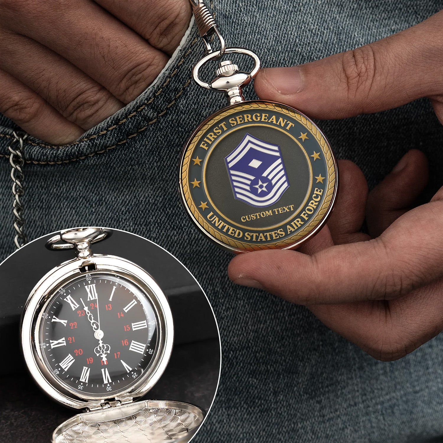 Personalized US Air Force Pocket Watch Military Keepsake