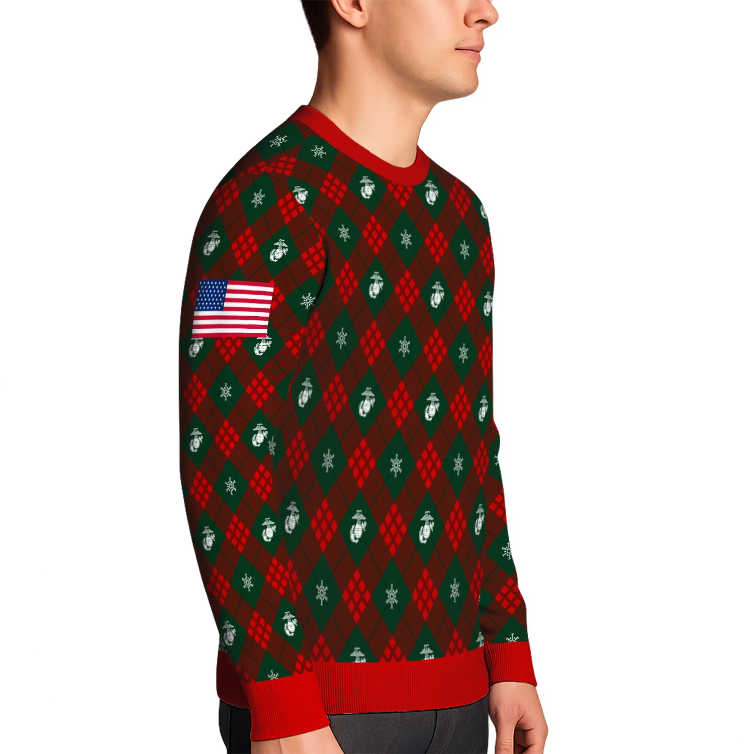 Custom Ranks USMC Ugly Christmas Sweater for Women Men KRUST08