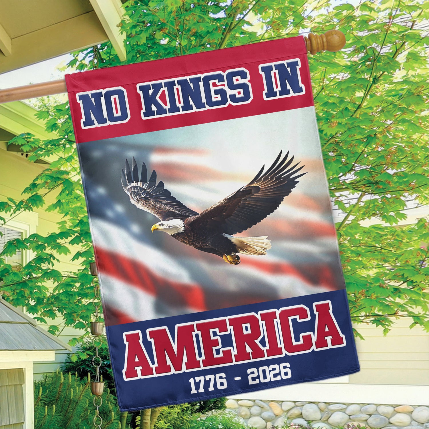 No King In America 1776 - 2026 House Flag 28''x40'' Twin-Side Printing