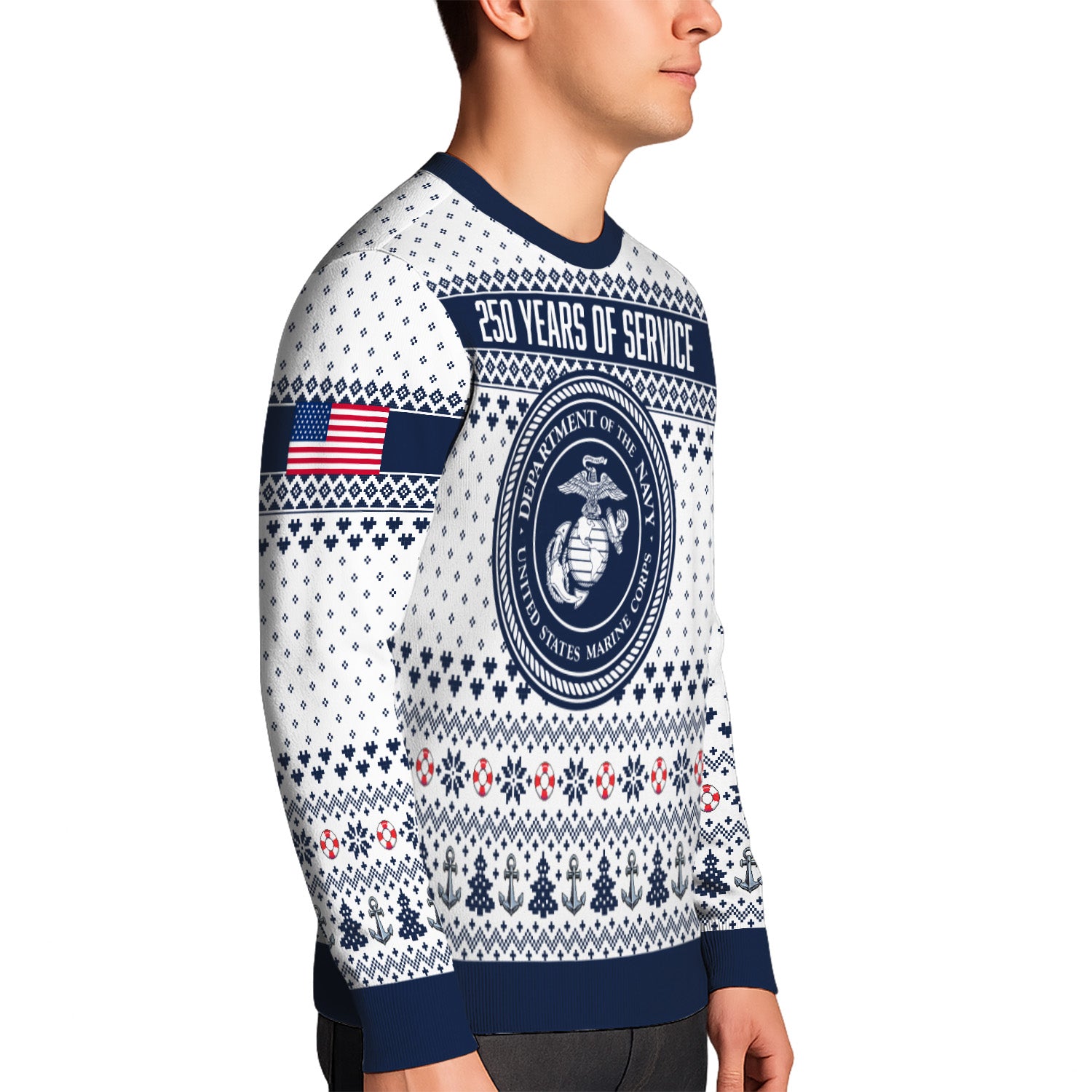 Custom Ranks USMC Ugly Christmas Sweater for Women Men KRUST06