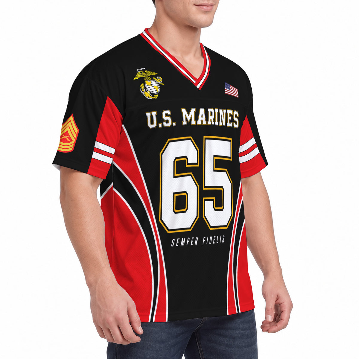 Personalized USMC Jersey Custom Military Rank Jersey Number and Text