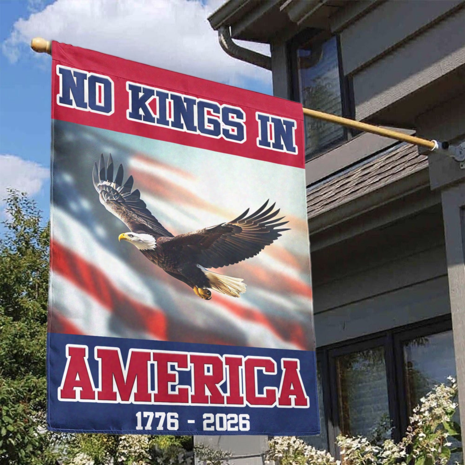 No King In America 1776 - 2026 House Flag 28''x40'' Twin-Side Printing