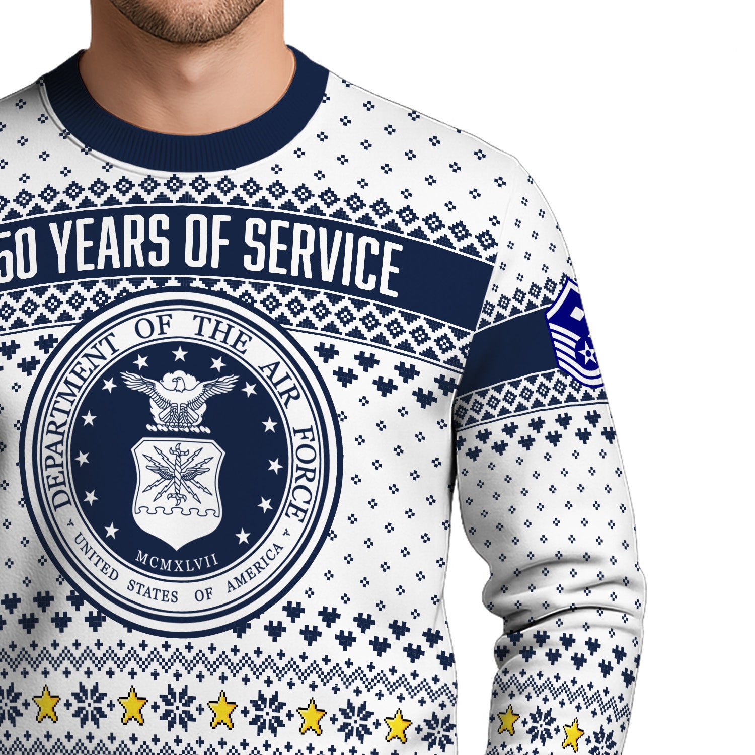 Custom Ranks US Air Force Ugly Christmas Sweater for Women Men KRUST06