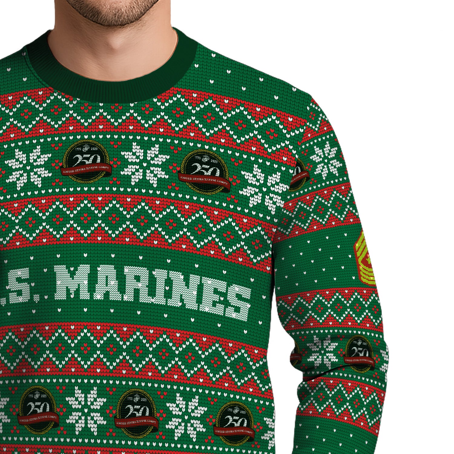 Custom Ranks USMC Ugly Christmas Sweater for Women Men KRUST09