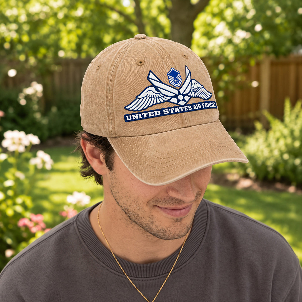 Custom U.S. Air Force Cotton Hat Personalized Rank and Name