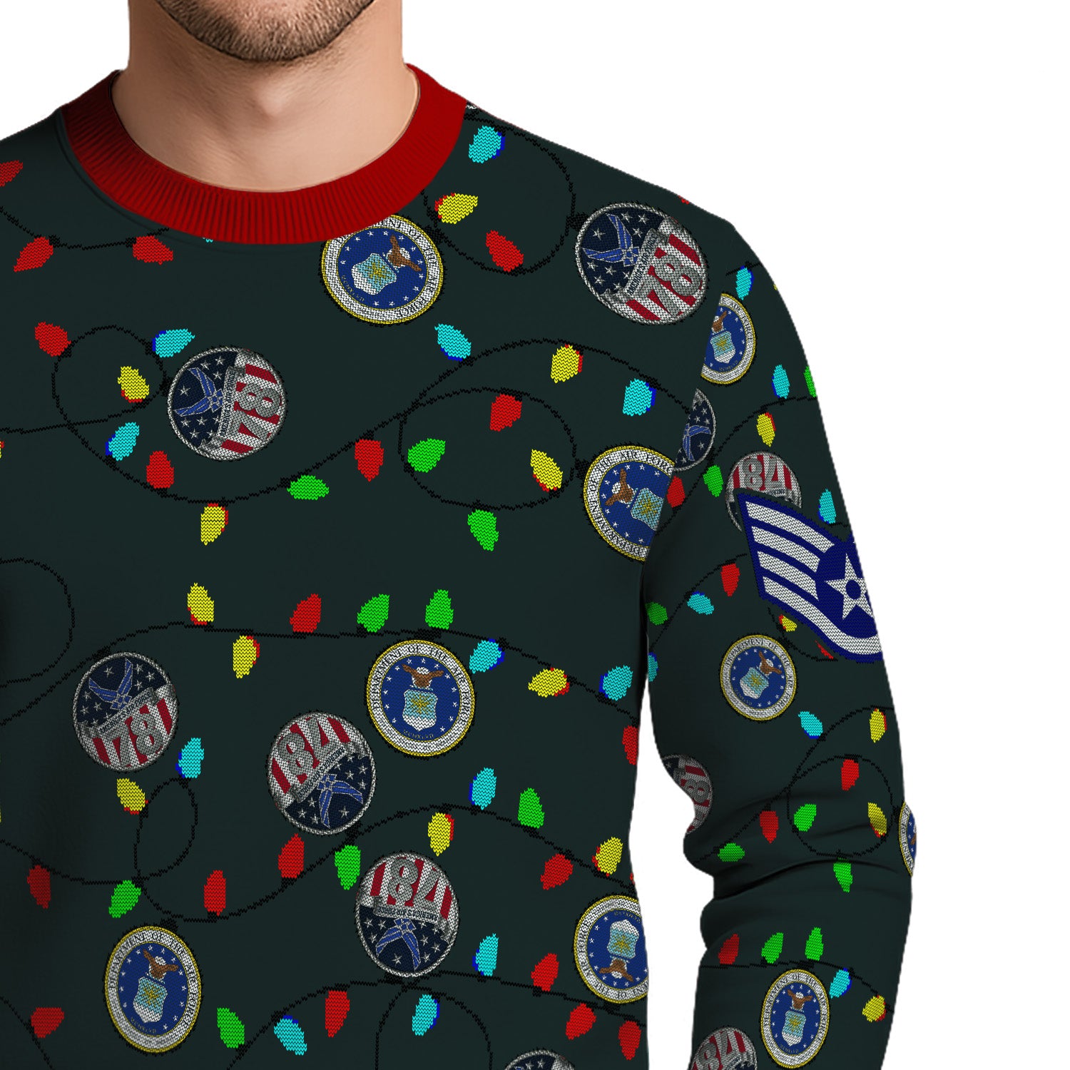 Custom Ranks US Air Force Ugly Christmas Sweater for Women Men KRUST07