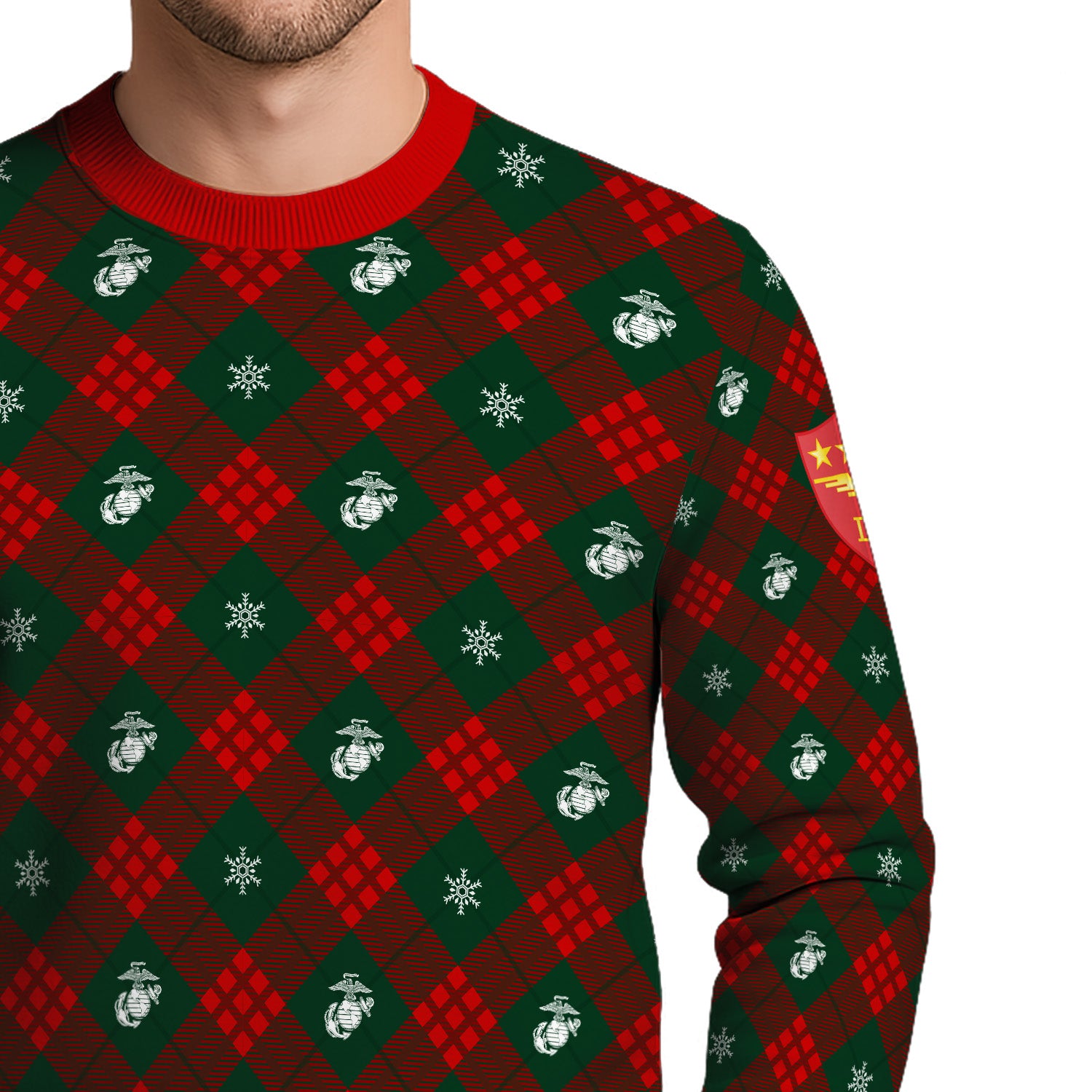 Custom Ranks USMC Ugly Christmas Sweater for Women Men KRUST08