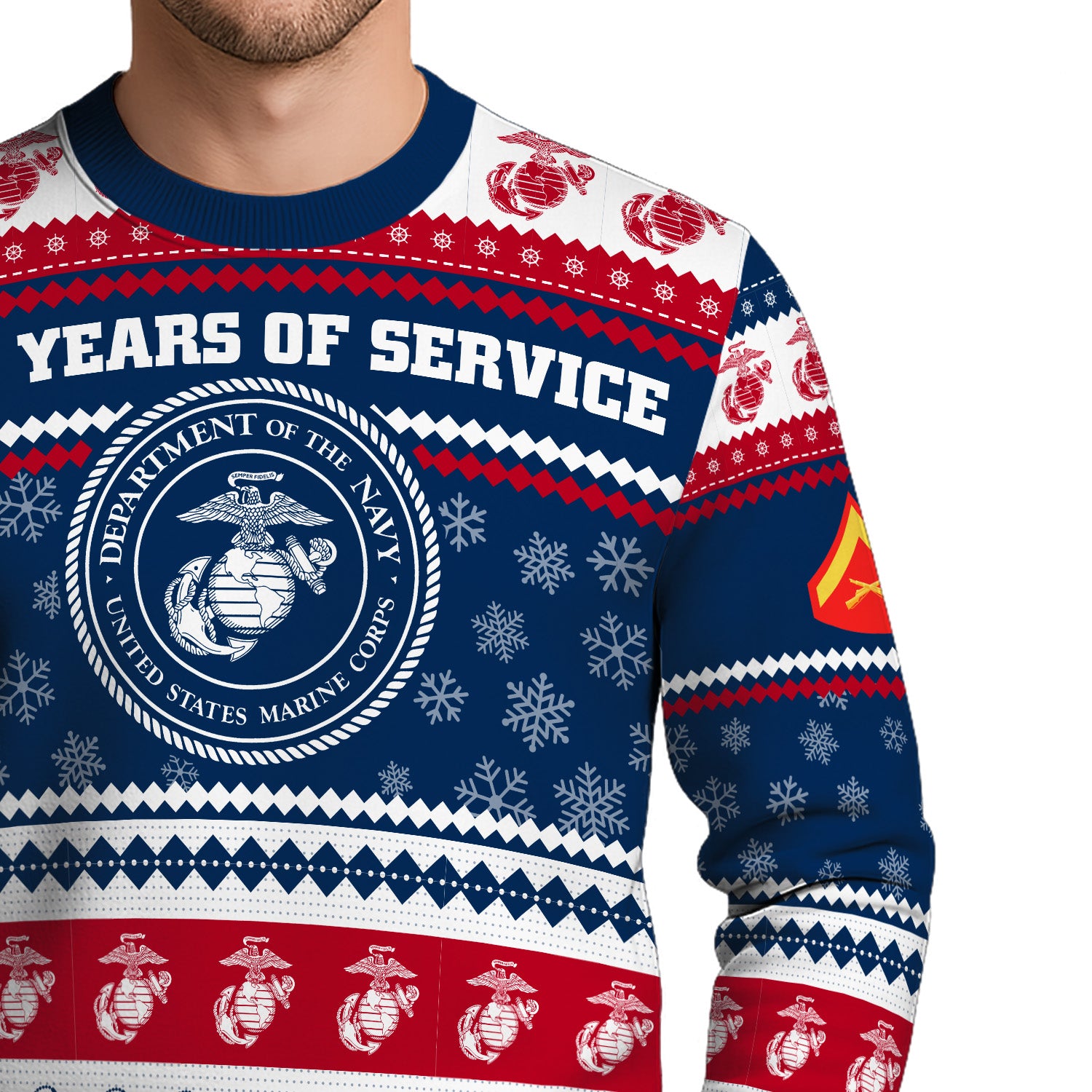 Custom Ranks USMC Ugly Christmas Sweater for Women Men KRUST03
