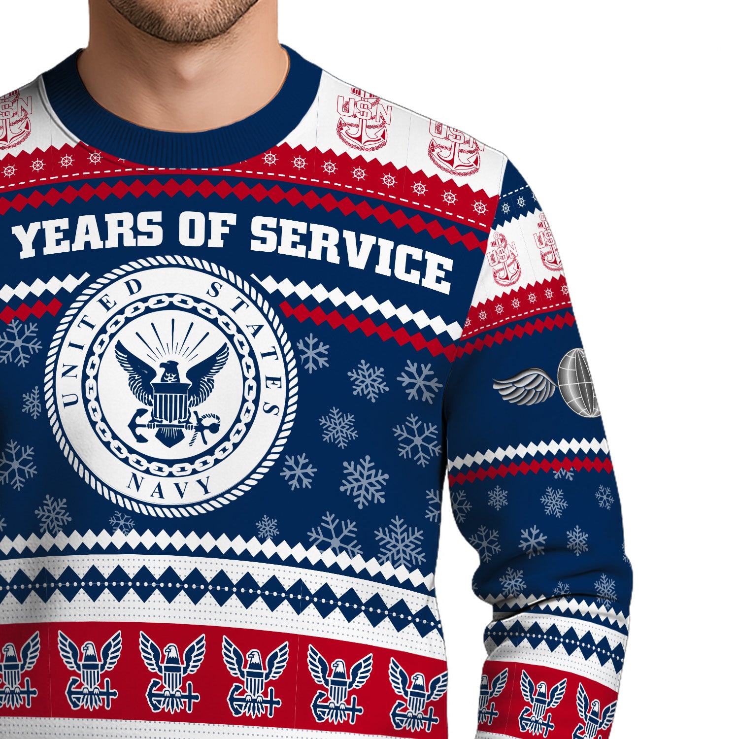Custom Ranks US Navy Ugly Christmas Sweater for Women Men KRUST03