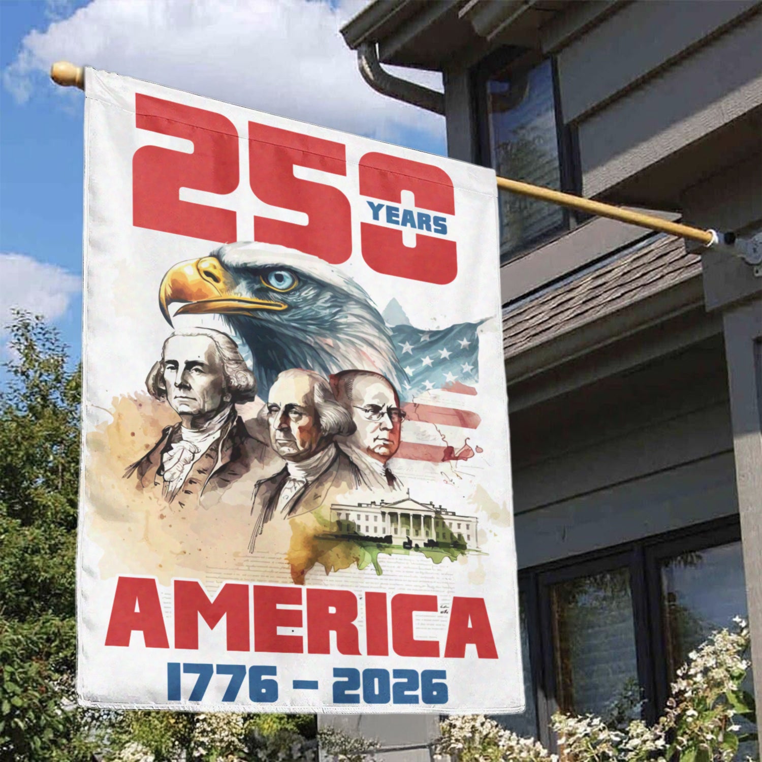 America 1776 - 2026 House Flag 28''x40'' Twin-Side Printing