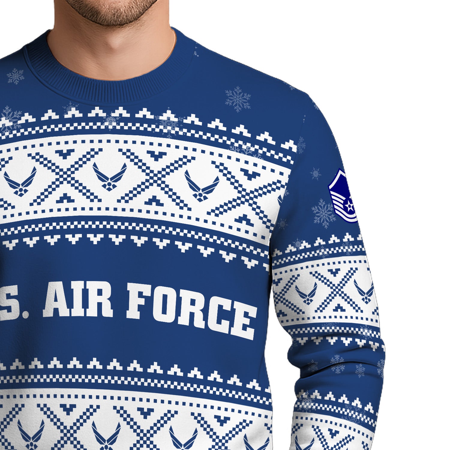 Custom Ranks US Air Force Ugly Christmas Sweater for Women Men KRUST05
