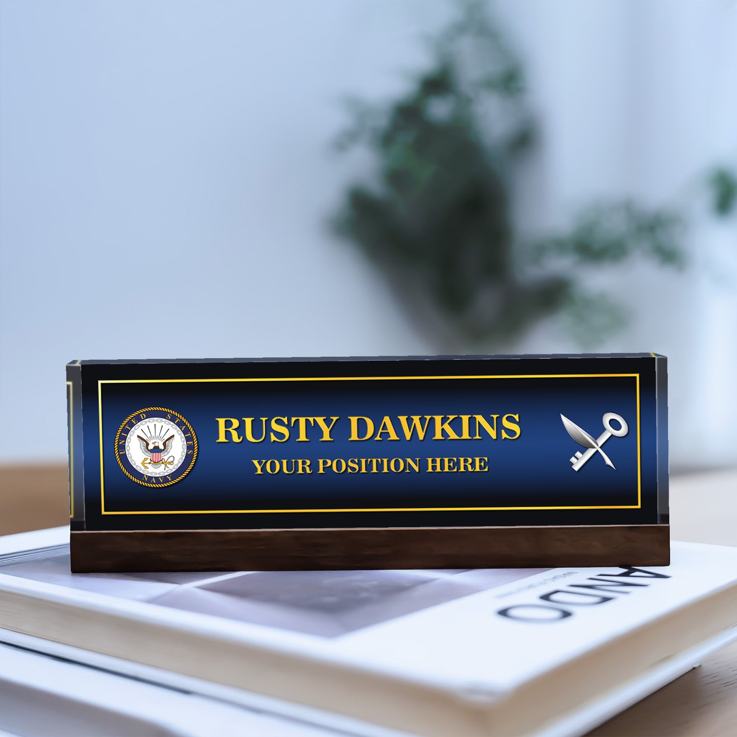 US Navy Personalized Acrylic Plaque – Custom Desk Gift