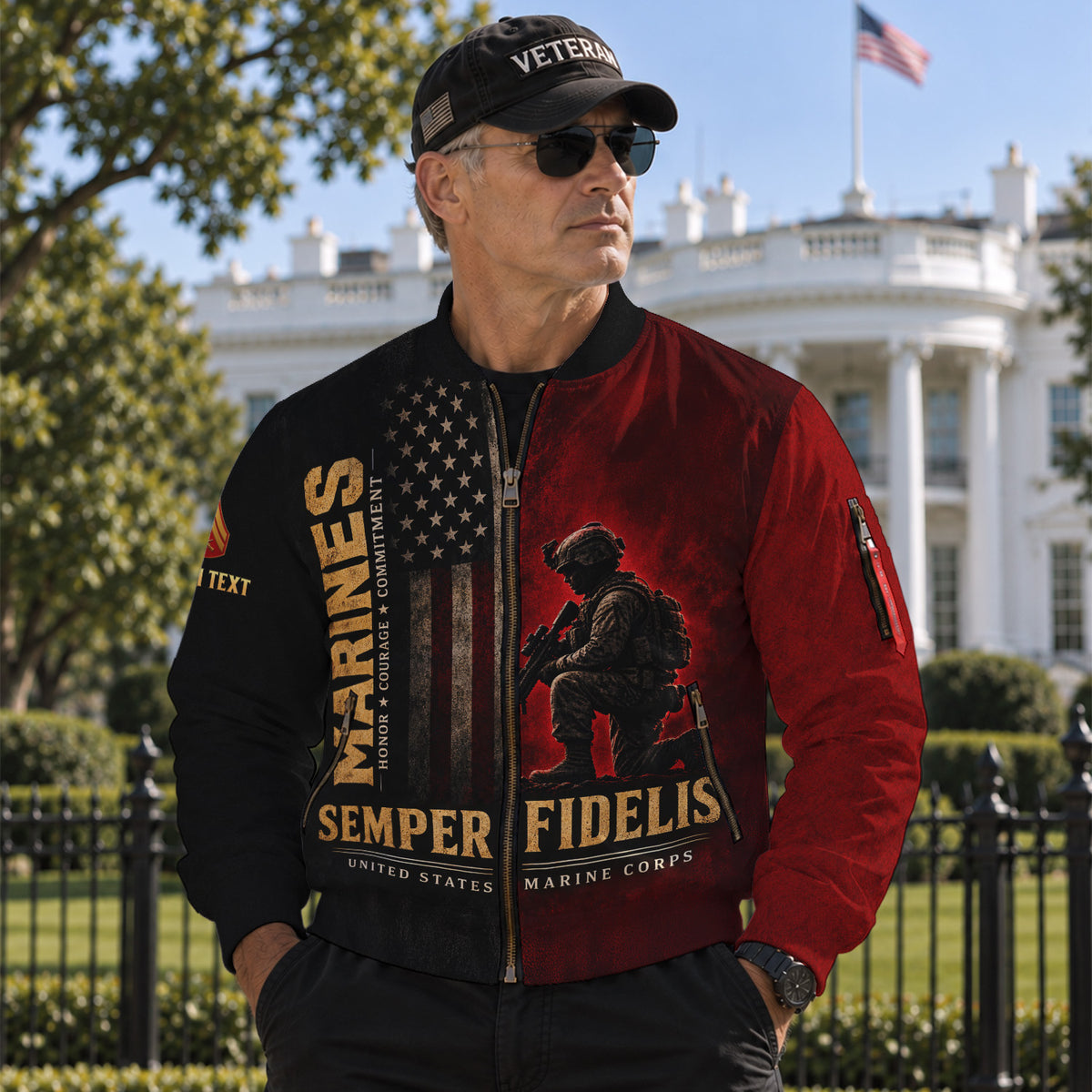 Personalized Name Rank U.S. Marine Corps Military Bomber Jacket