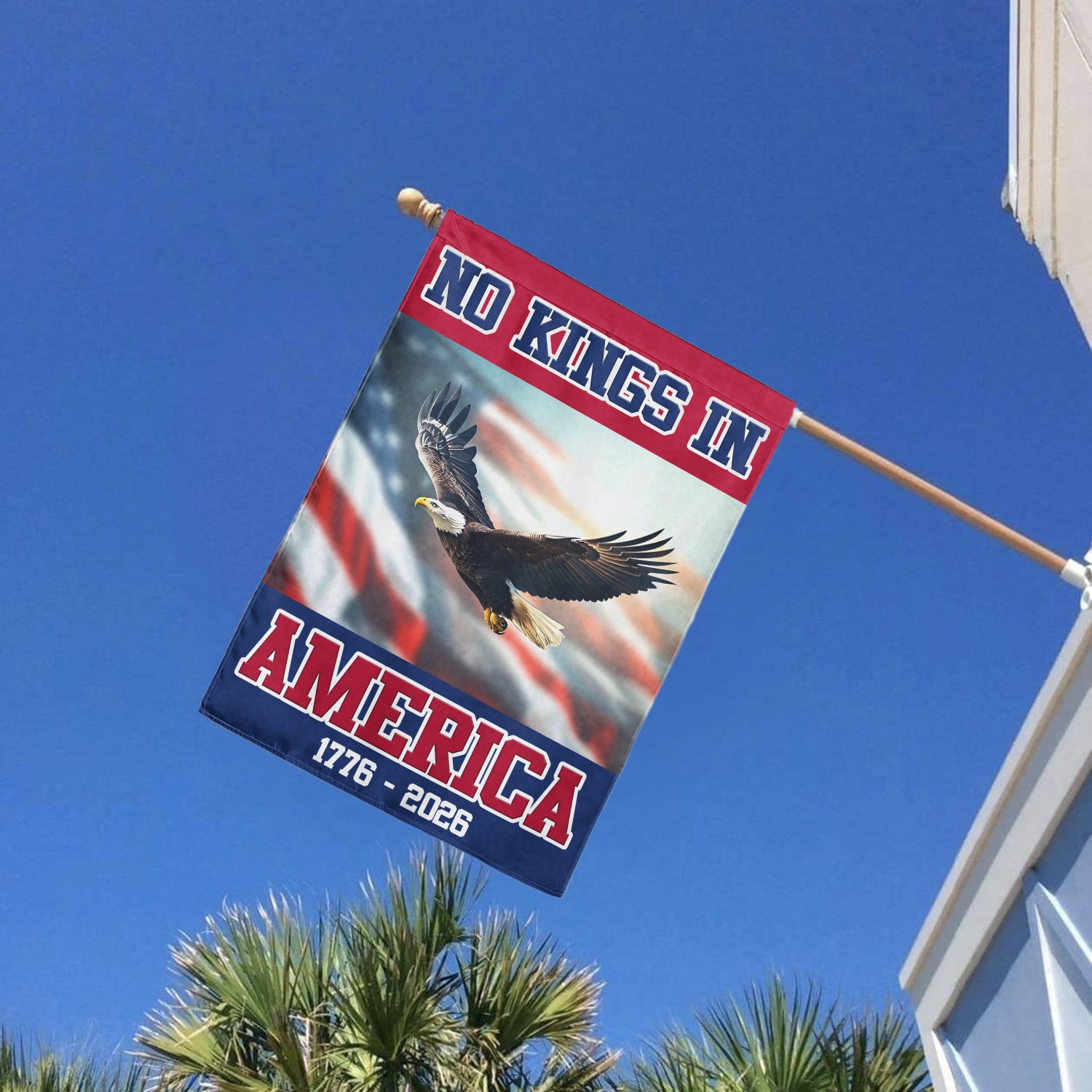 No King In America 1776 - 2026 House Flag 28''x40'' Twin-Side Printing
