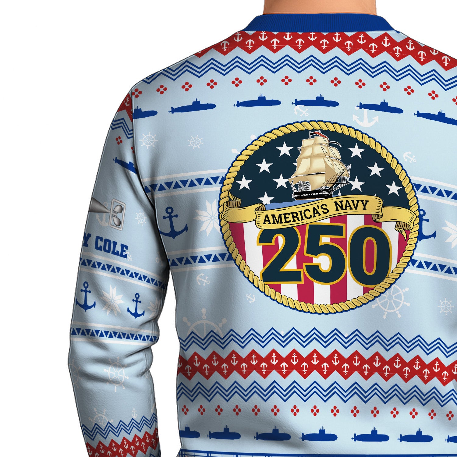 Custom Ranks And Text US Navy Ugly Christmas Sweater for Women Men KRUST02