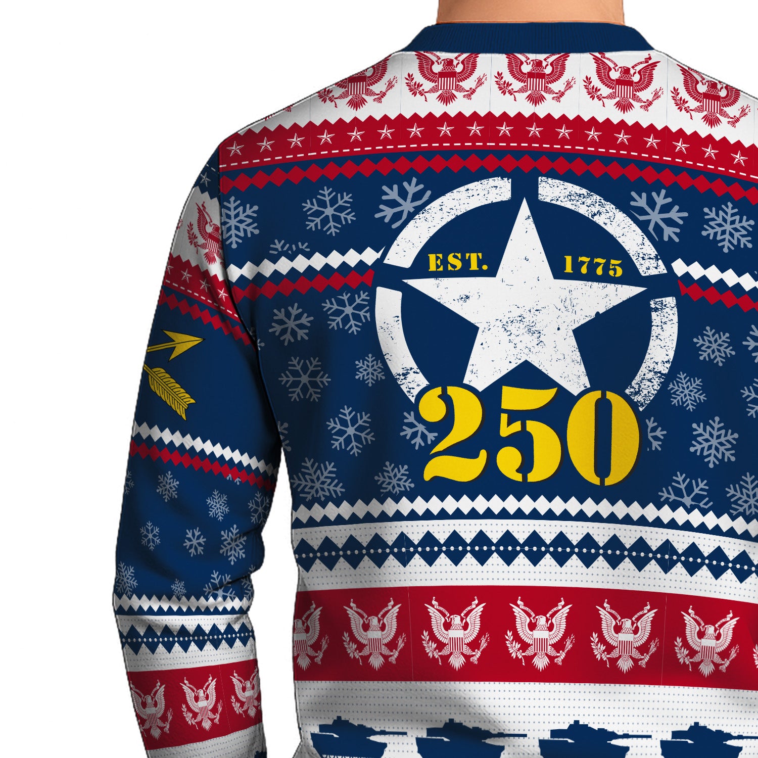 Custom Ranks US Army Ugly Christmas Sweater for Women Men KRUST03