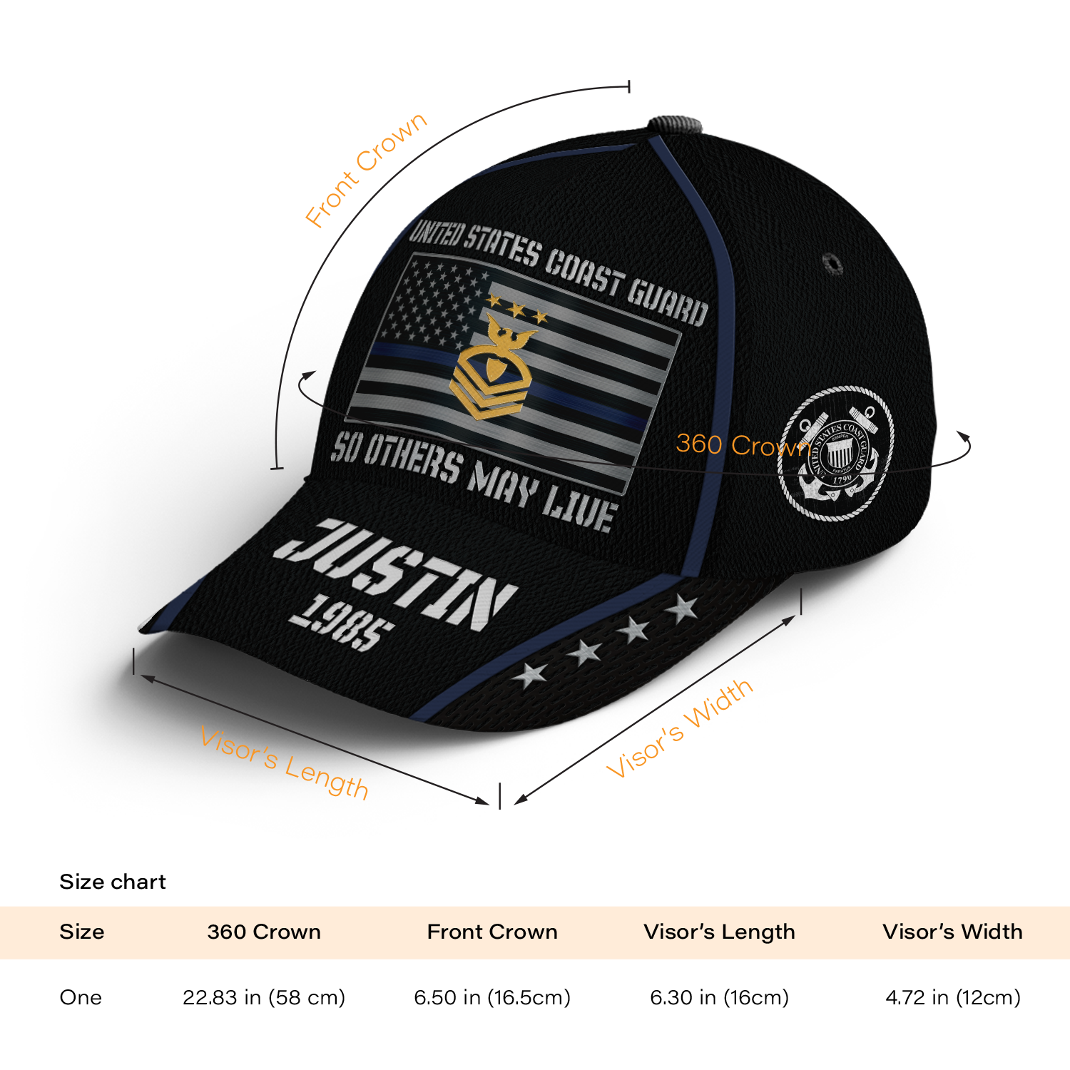 Custom Ranks/Insignia, Personalized Name And Years Served All Over Prints Premium Classic Cap KAOVC09