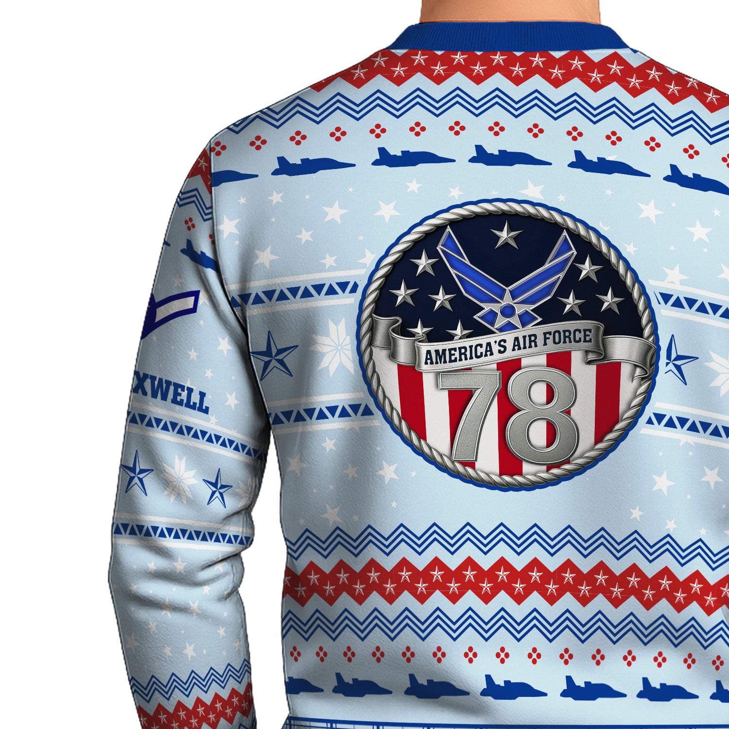 Custom Ranks And Text US Air Force Ugly Christmas Sweater for Women Men KRUST02