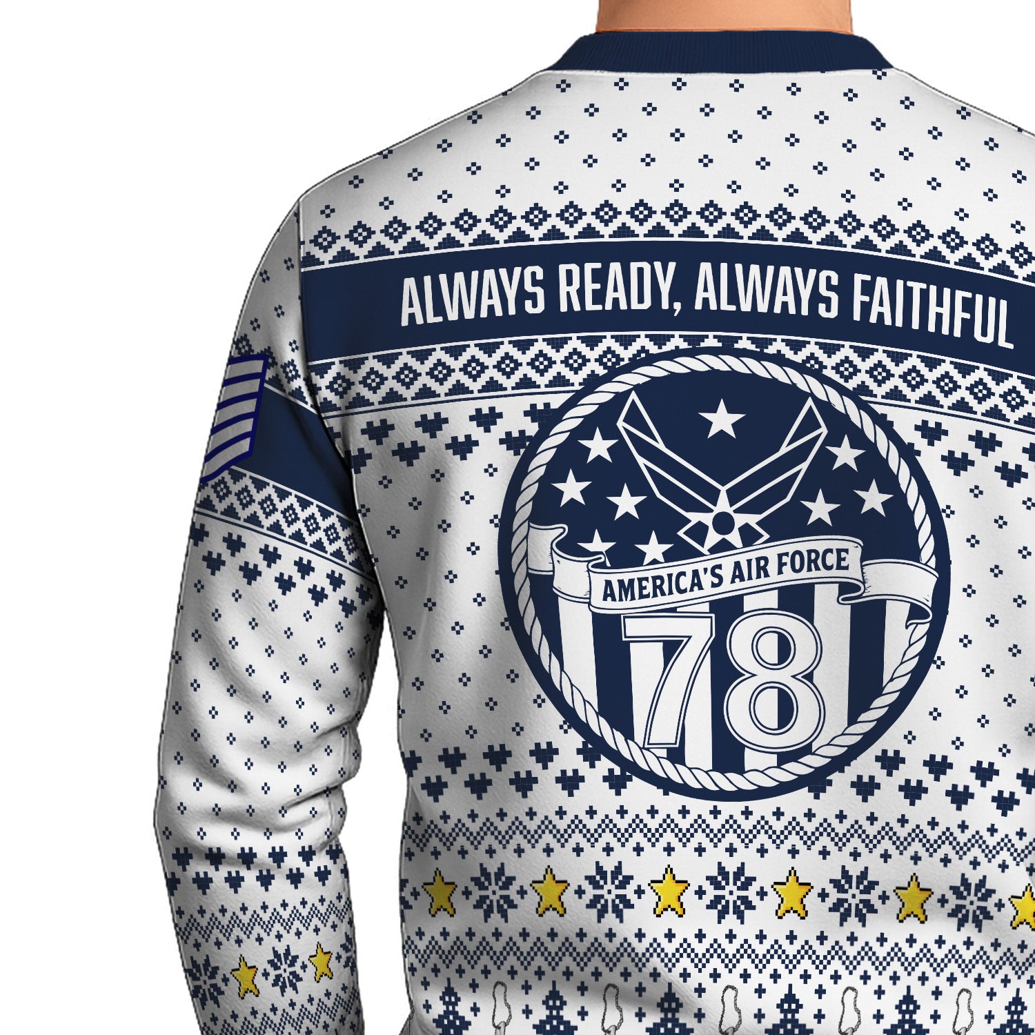 Custom Ranks US Air Force Ugly Christmas Sweater for Women Men KRUST06