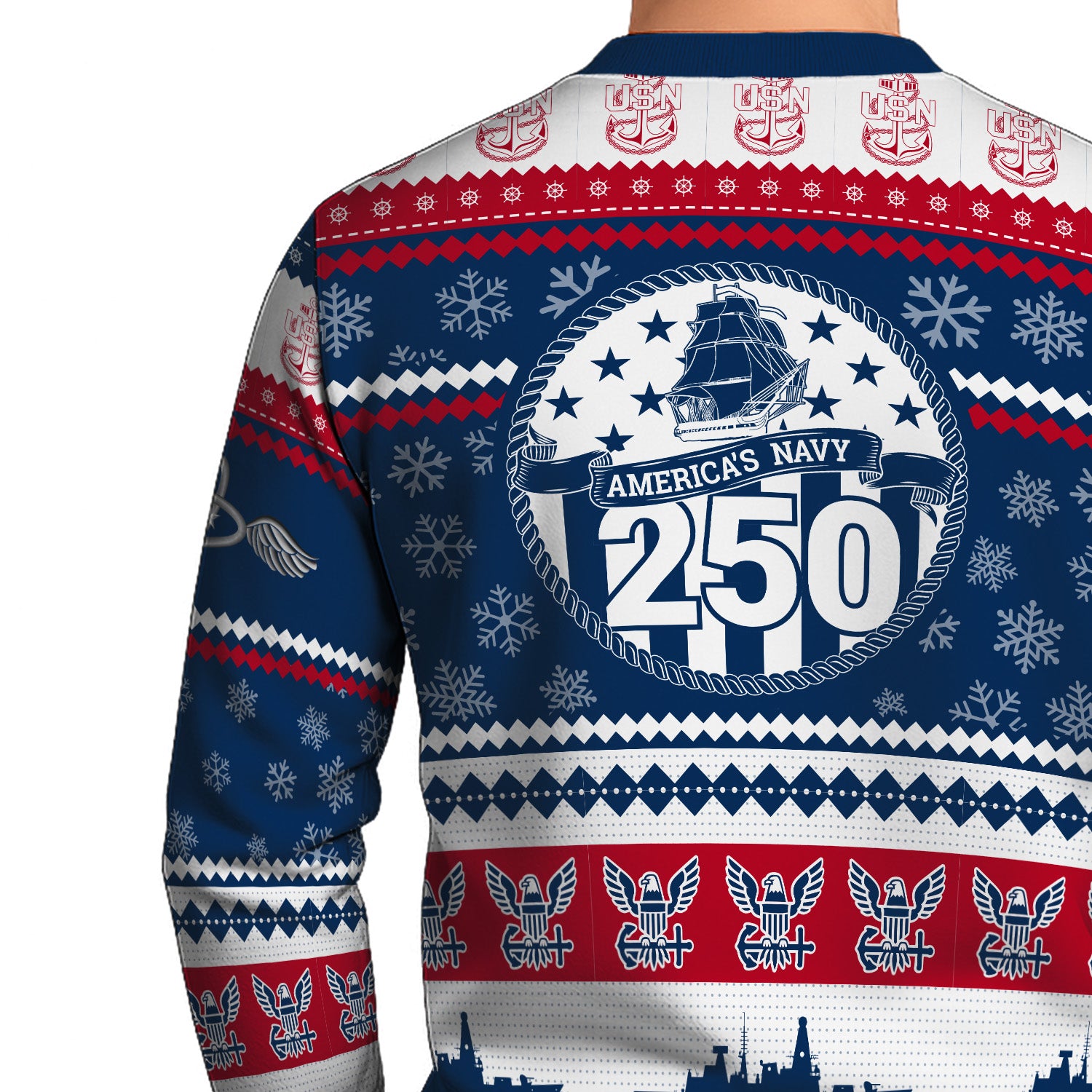 Custom Ranks US Navy Ugly Christmas Sweater for Women Men KRUST03