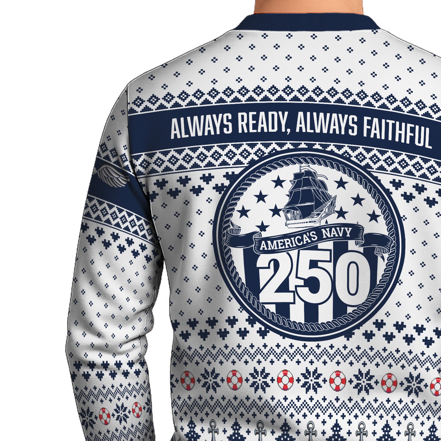 Custom Ranks US Navy Ugly Christmas Sweater for Women Men KRUST06