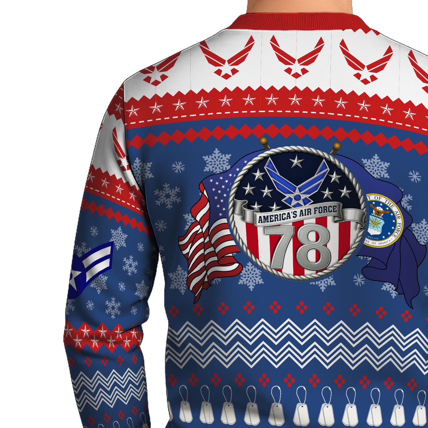 Custom Ranks US Air Force Ugly Christmas Sweater for Women Men KRUST04