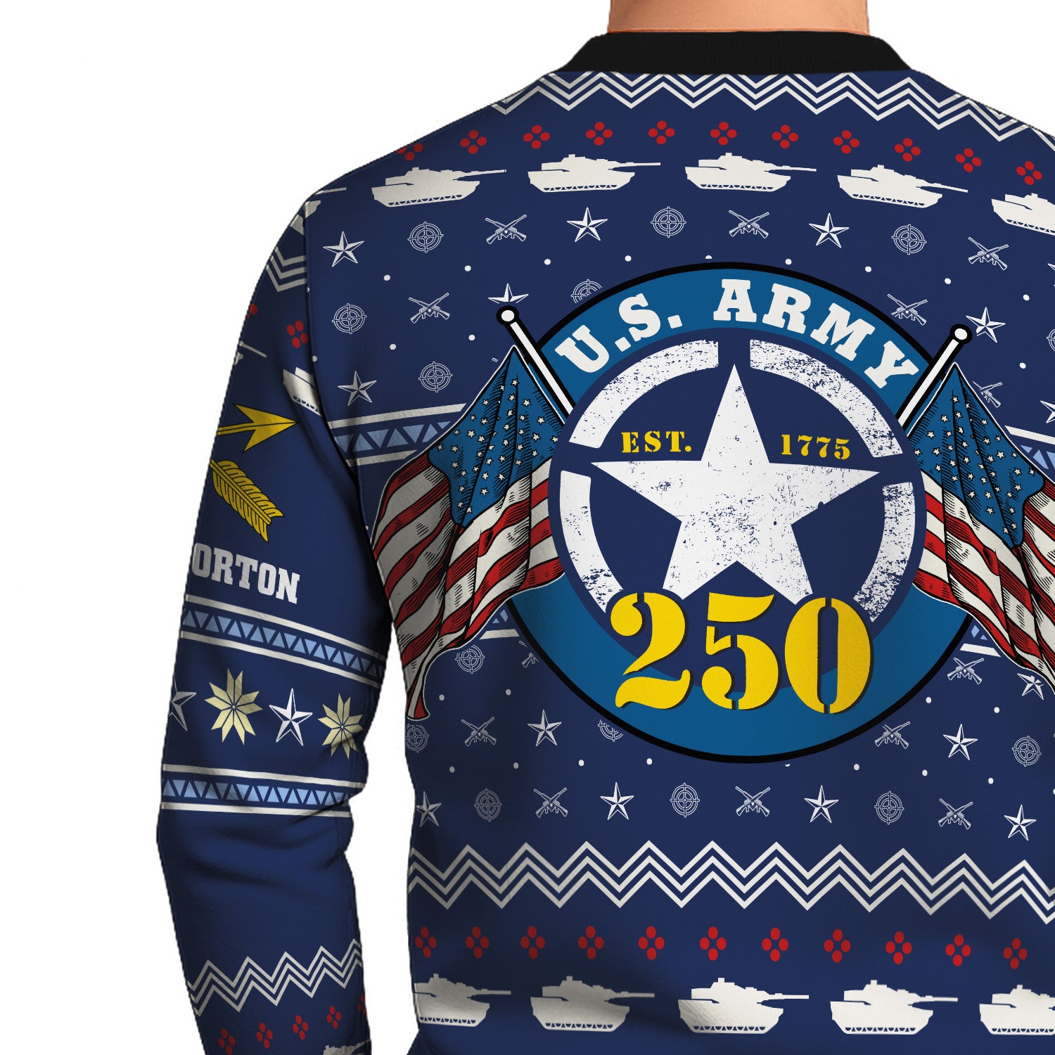 Custom Ranks And Text US Army Ugly Christmas Sweater for Women Men KRUST01