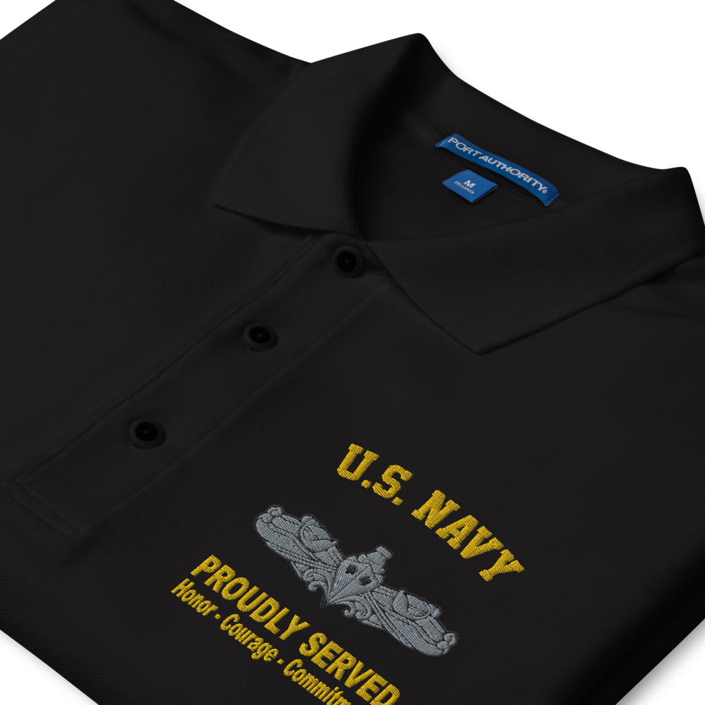 Custom US Navy Ranks, Insignia Core Values Embroidered Port Authority Polo Shirt