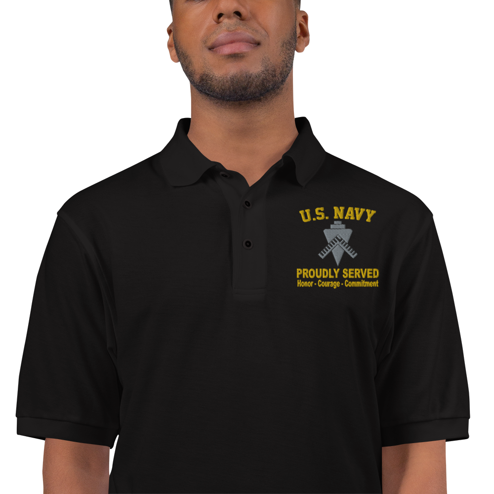 Custom US Navy Ranks, Insignia Core Values Embroidered Port Authority Polo Shirt