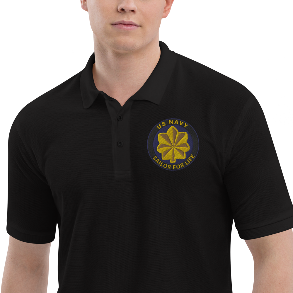 Custom US Navy Ranks, Insignia Sailor For Life Embroidered Port Authority Polo Shirt