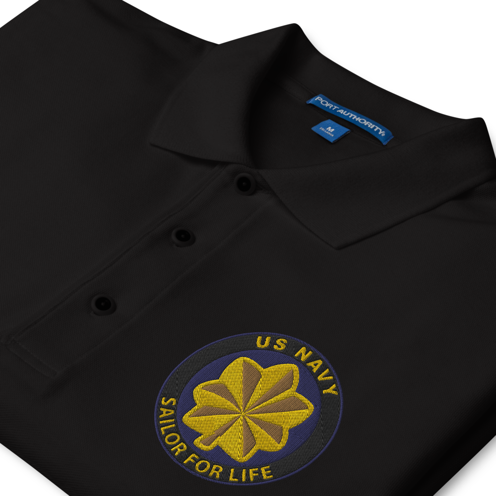 Custom US Navy Ranks, Insignia Sailor For Life Embroidered Port Authority Polo Shirt