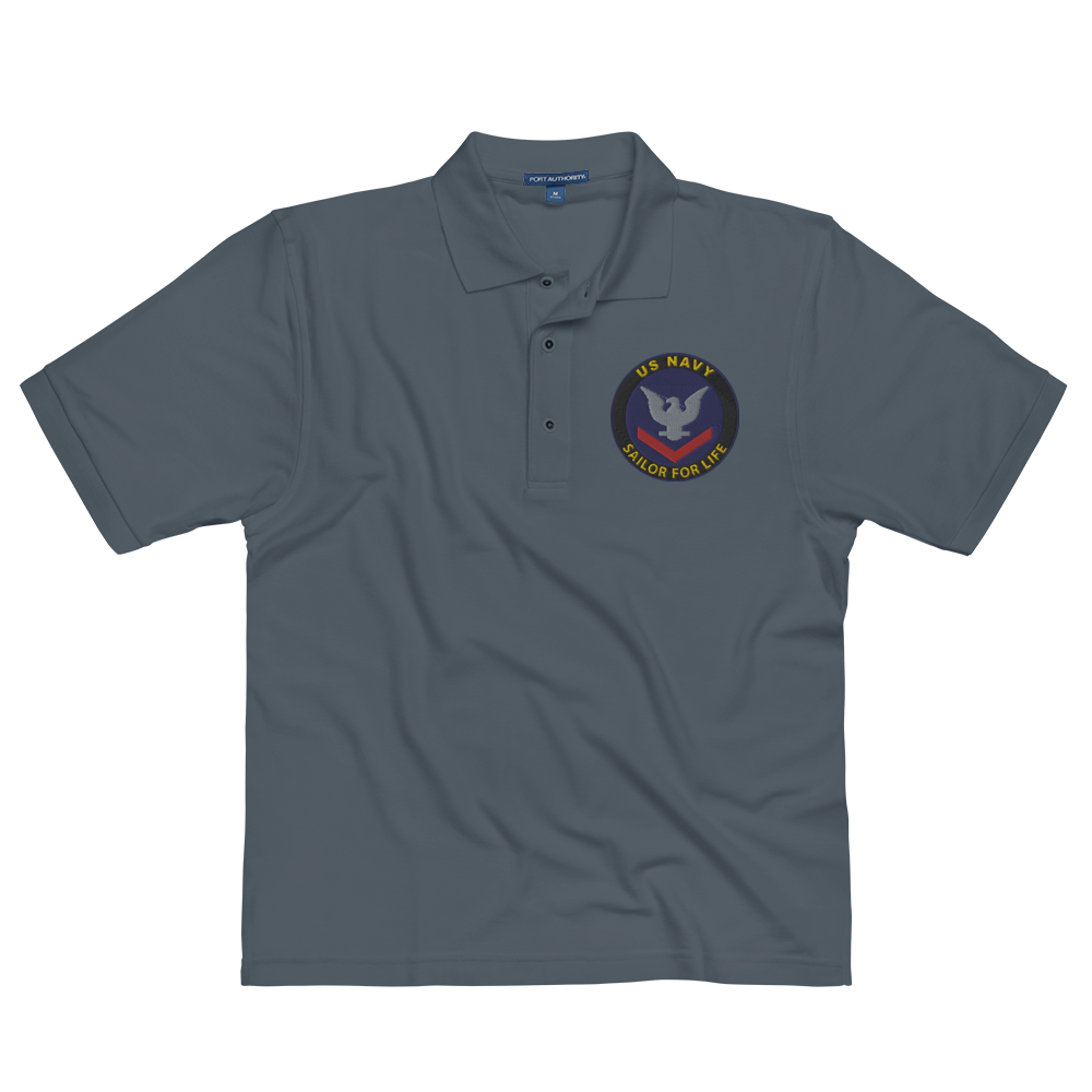 Custom US Navy Ranks, Insignia Sailor For Life Embroidered Port Authority Polo Shirt