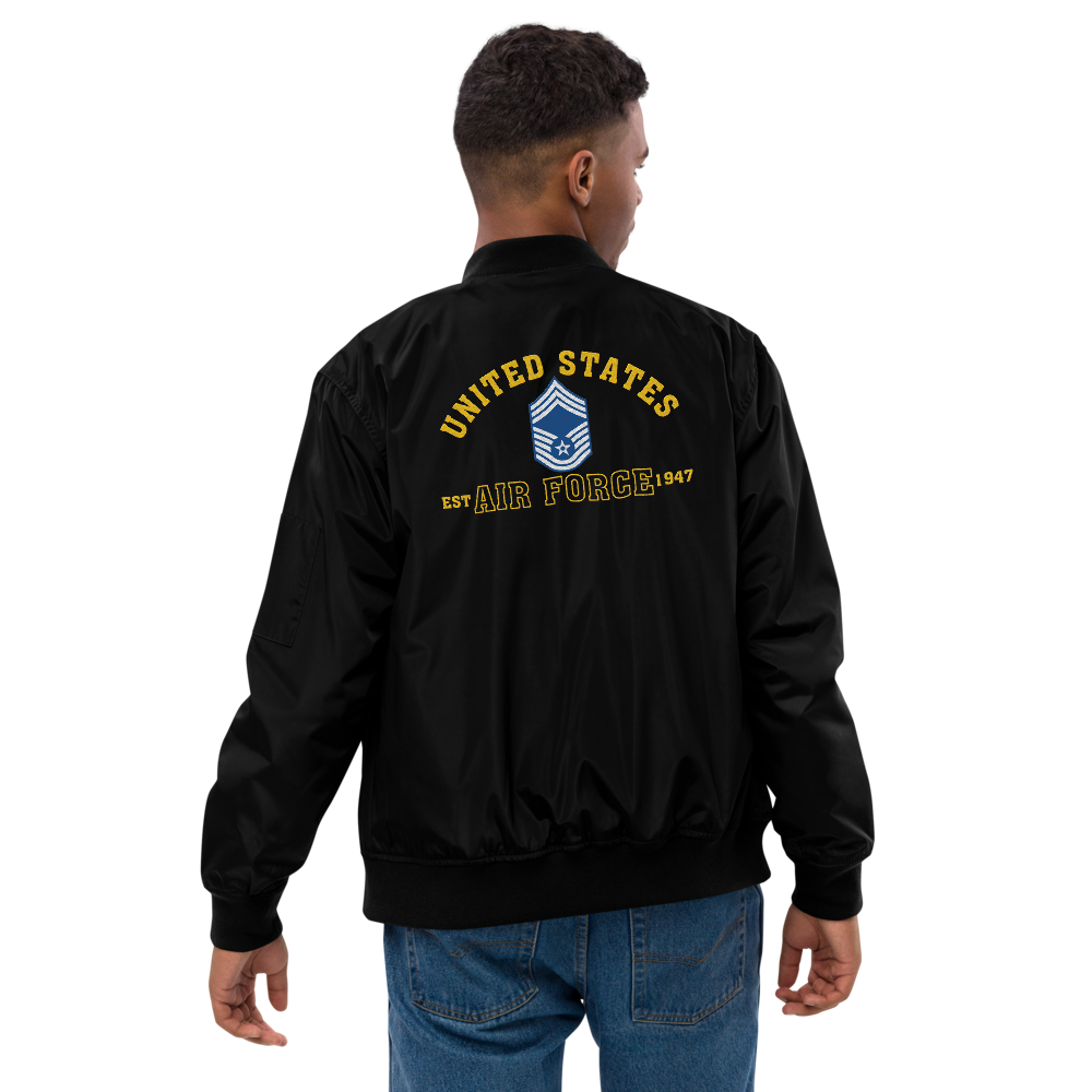 US Air Force EST. 1947, Custom US Air Force Ranks, Insignia On Back, Embroidered Recycled Bomber Jacket